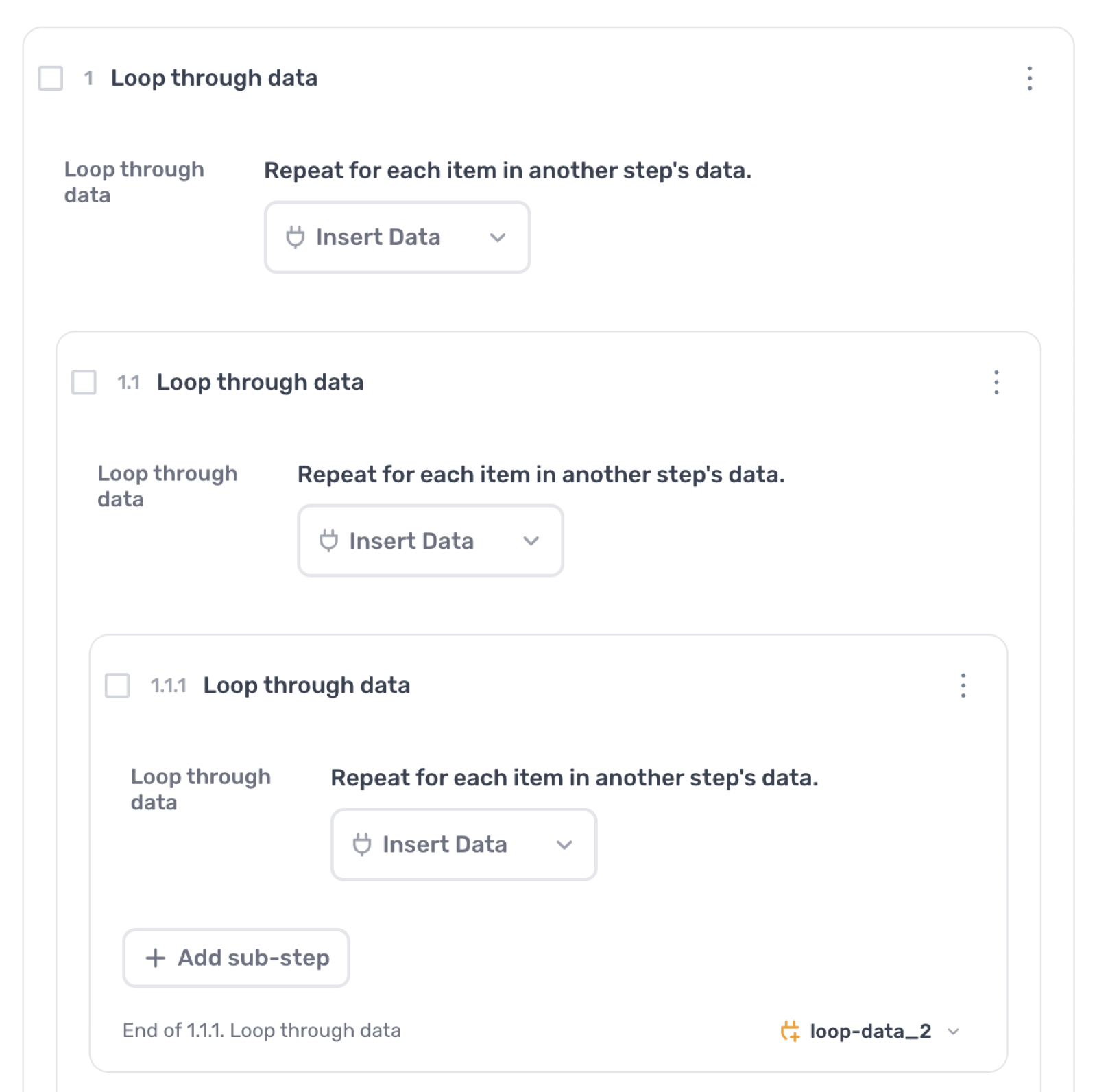 Nested Loop through data steps in the axiom.ai Builder