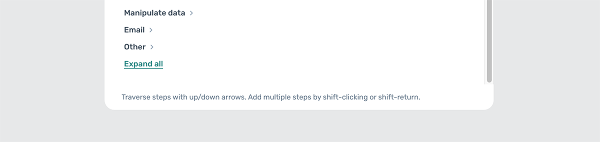 The Expand all button at the bottom of the step finder