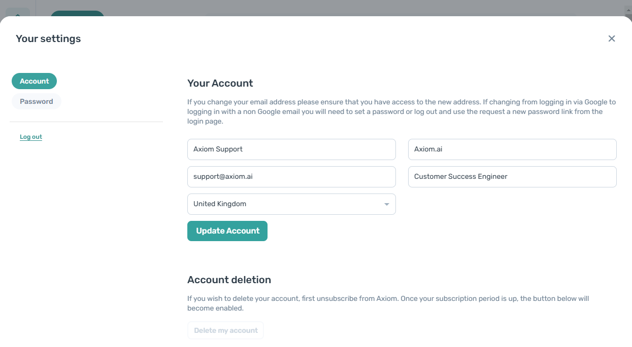 change account email address